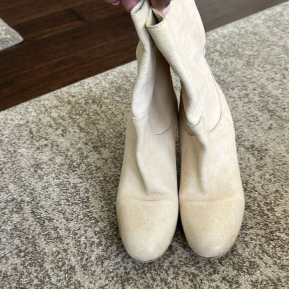 Free People Dakota Boot Bone Leather Washed Slouched Bootie Italy Boho 37 - Picture 5 of 9